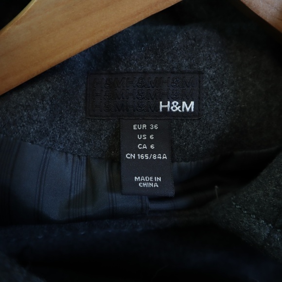 Wool Trench Coat Short Jacket Gray Grey - Picture 4 of 6